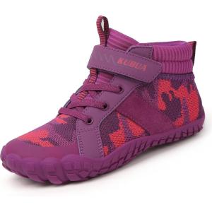 imageKUBUA Kids High Top Barefoot Shoes Boys Girls Minimalist Sneakers Lightweight Comfort Zero Drop Shoes Toddler Little Big KidPurple