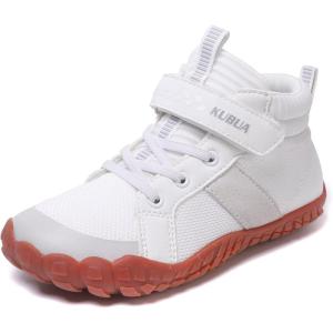 imageKUBUA Kids High Top Barefoot Shoes Boys Girls Minimalist Sneakers Lightweight Comfort Zero Drop Shoes Toddler Little Big KidWhite