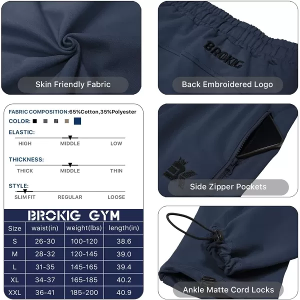 BROKIG Mens Ankle Cords Workout Jogger Pants, Slim Fit Gym Joggers Athletic Sweatpants for Men with Zipper Pockets