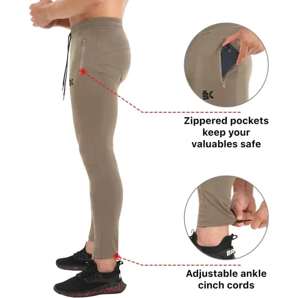 BROKIG Mens Ankle Cords Workout Jogger Pants, Slim Fit Gym Joggers Athletic Sweatpants for Men with Zipper Pockets
