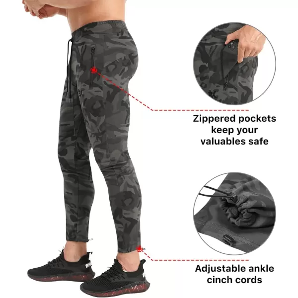 BROKIG Mens Ankle Cords Workout Jogger Pants, Slim Fit Gym Joggers Athletic Sweatpants for Men with Zipper Pockets