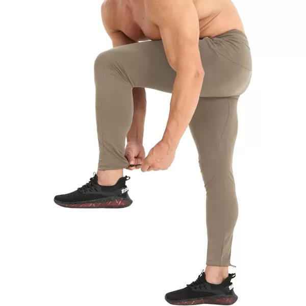 BROKIG Mens Ankle Cords Workout Jogger Pants, Slim Fit Gym Joggers Athletic Sweatpants for Men with Zipper Pockets