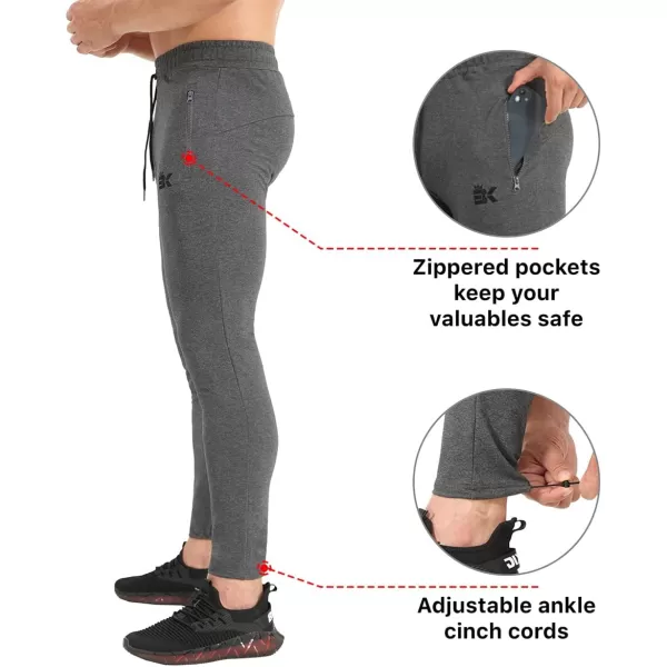 BROKIG Mens Ankle Cords Workout Jogger Pants, Slim Fit Gym Joggers Athletic Sweatpants for Men with Zipper Pockets