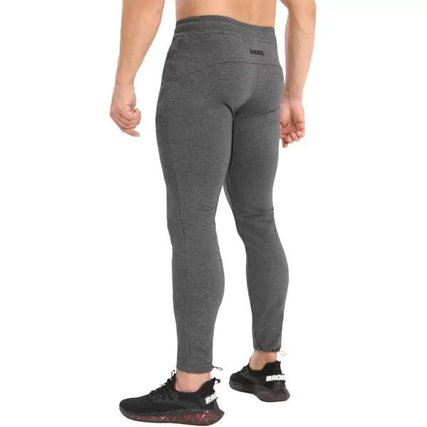 BROKIG Mens Ankle Cords Workout Jogger Pants, Slim Fit Gym Joggers Athletic Sweatpants for Men with Zipper Pockets