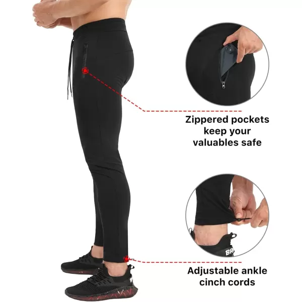 BROKIG Mens Ankle Cords Workout Jogger Pants, Slim Fit Gym Joggers Athletic Sweatpants for Men with Zipper Pockets