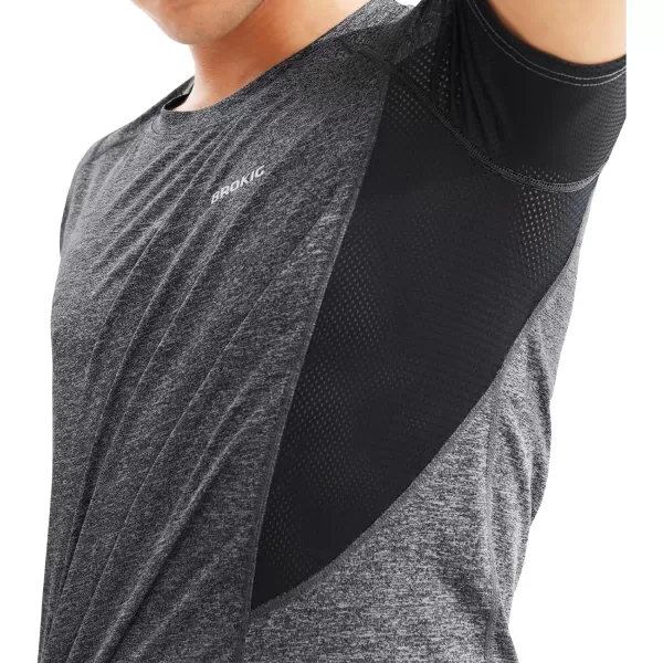 BROKIG Mens TDry Lightweight Gym Short Sleeve Shirts Workout Athletic T-Shirts Men Moisture Wicking