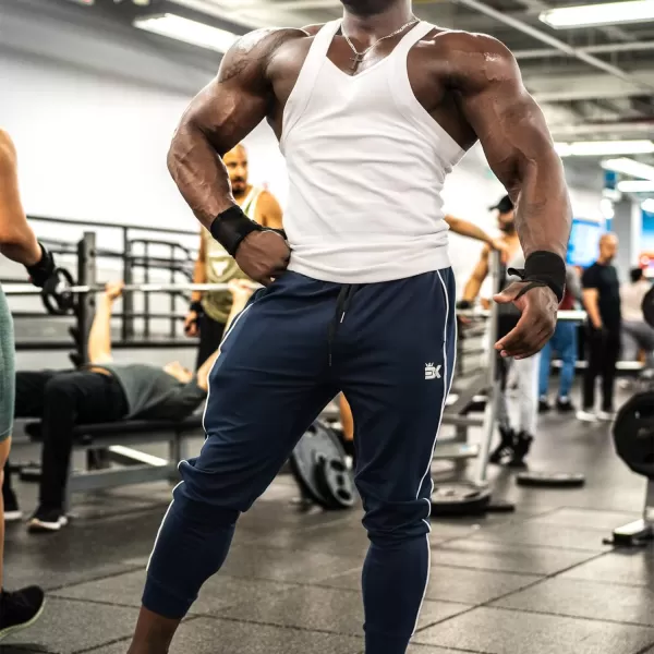 BROKIG Mens Crest Athletic Sweatpants Gym Jogger Pants Workout Training Track Pants with Zip Pockets