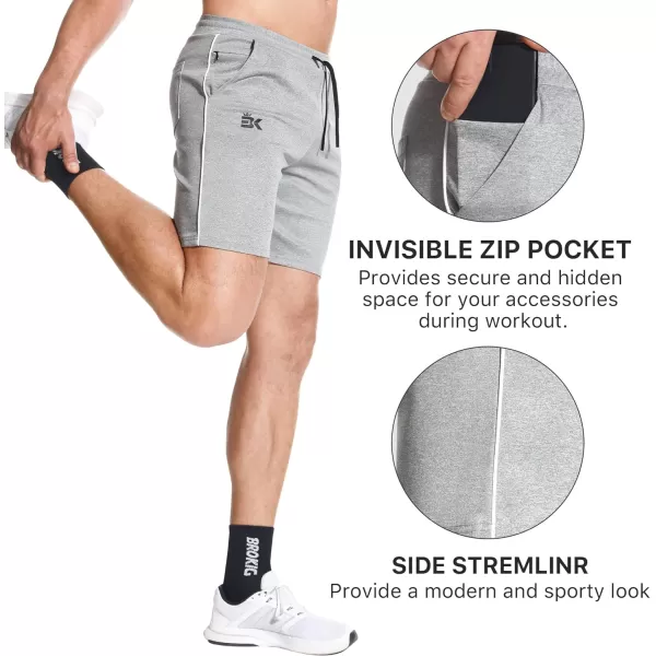 BROKIG Mens Inzip Athletic Workout Shorts,Stretch Lounge Casual Shorts Basketball Running Gym Shorts with Zipper Pockets