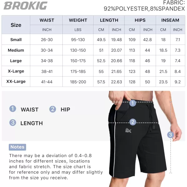 BROKIG Mens Inzip Athletic Workout Shorts,Stretch Lounge Casual Shorts Basketball Running Gym Shorts with Zipper Pockets