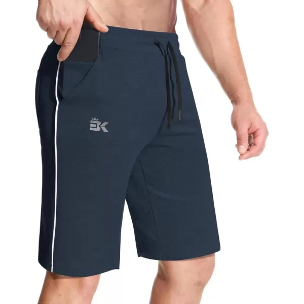 BROKIG Mens Inzip Athletic Workout Shorts,Stretch Lounge Casual Shorts Basketball Running Gym Shorts with Zipper Pockets