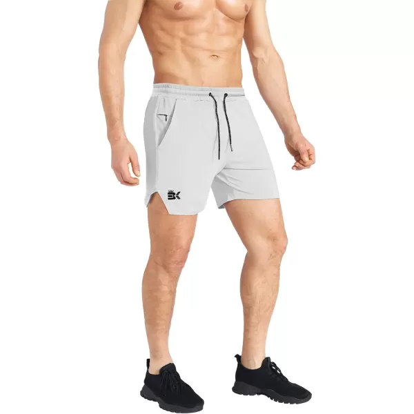 BROKIG Mens Inzip Lightweight Gym Workout Shorts, Athletic Short Shorts Running Bodybuilding Fitted Shorts Zipper Pockets