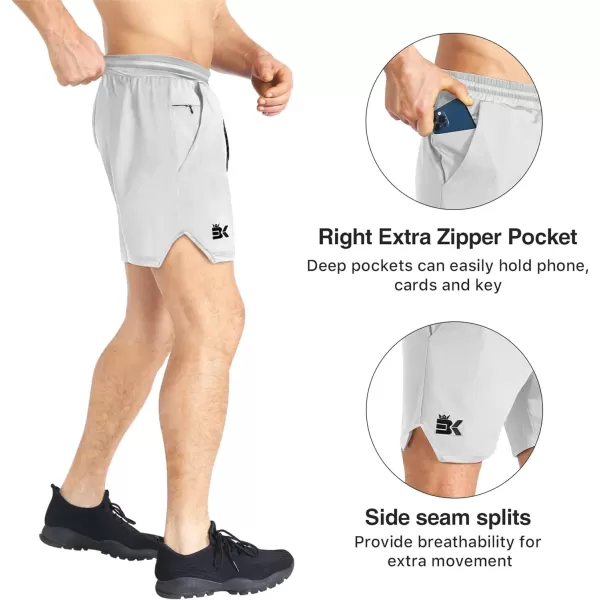 BROKIG Mens Inzip Lightweight Gym Workout Shorts, Athletic Short Shorts Running Bodybuilding Fitted Shorts Zipper Pockets