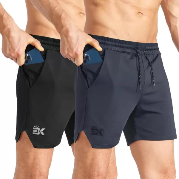 BROKIG Mens Inzip Lightweight Gym Workout Shorts, Athletic Short Shorts Running Bodybuilding Fitted Shorts Zipper Pockets