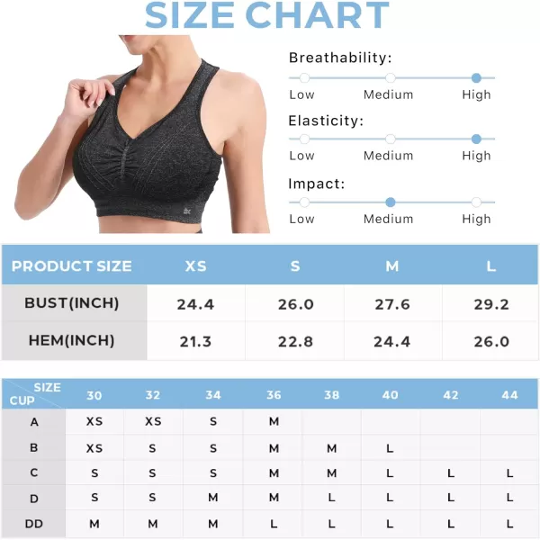 BROKIG 4-Able Lift Contour Sports Bra for Women, Wirefree Seamless Padded Medium Support Workout Gym Racerback Yoga Bras
