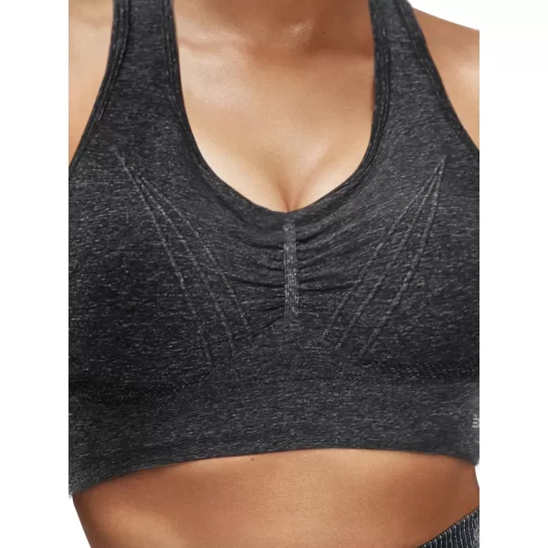 BROKIG 4-Able Lift Contour Sports Bra for Women, Wirefree Seamless Padded Medium Support Workout Gym Racerback Yoga Bras