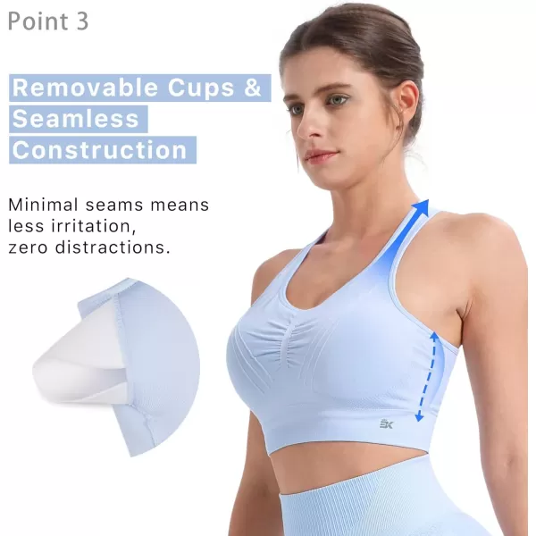 BROKIG 4-Able Lift Contour Sports Bra for Women, Wirefree Seamless Padded Medium Support Workout Gym Racerback Yoga Bras