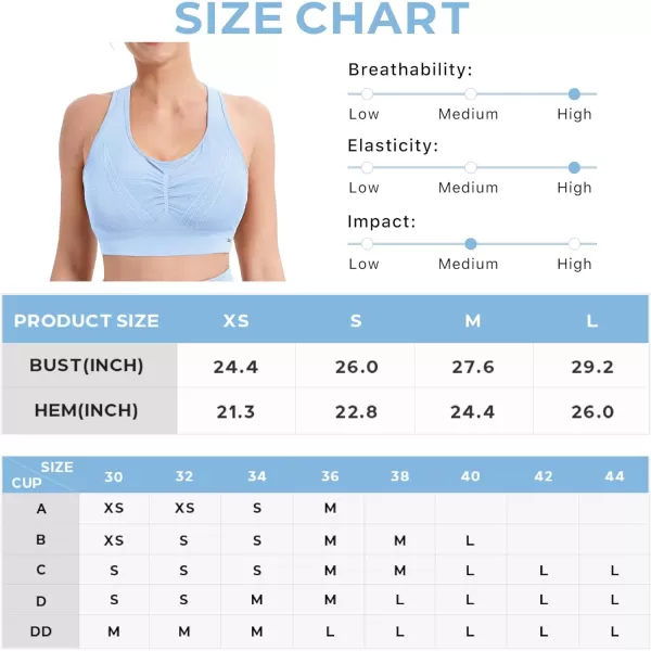 BROKIG 4-Able Lift Contour Sports Bra for Women, Wirefree Seamless Padded Medium Support Workout Gym Racerback Yoga Bras