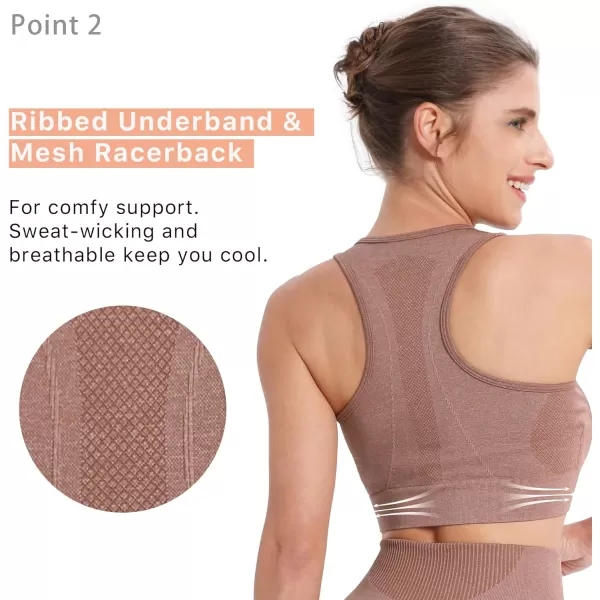 BROKIG 4-Able Lift Contour Sports Bra for Women, Wirefree Seamless Padded Medium Support Workout Gym Racerback Yoga Bras