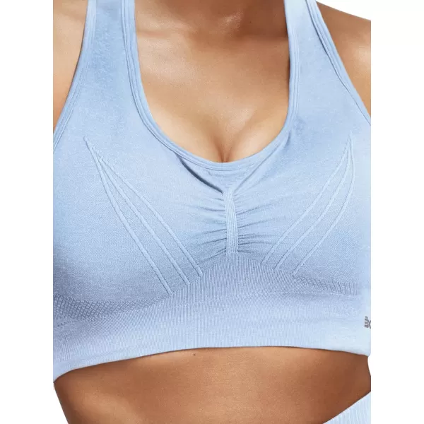 BROKIG 4-Able Lift Contour Sports Bra for Women, Wirefree Seamless Padded Medium Support Workout Gym Racerback Yoga Bras