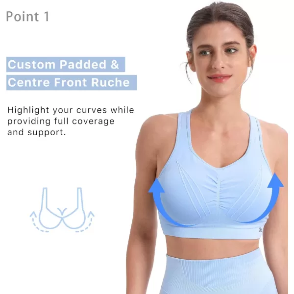 BROKIG 4-Able Lift Contour Sports Bra for Women, Wirefree Seamless Padded Medium Support Workout Gym Racerback Yoga Bras