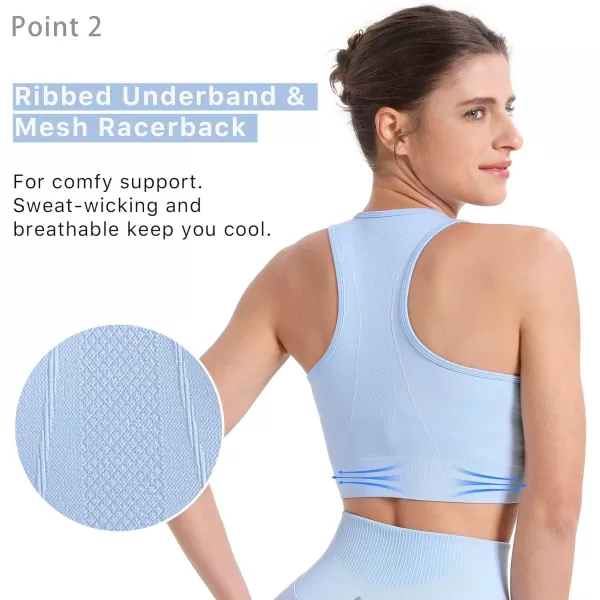 BROKIG 4-Able Lift Contour Sports Bra for Women, Wirefree Seamless Padded Medium Support Workout Gym Racerback Yoga Bras