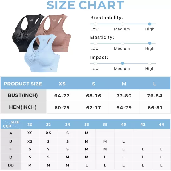 BROKIG 4-Able Lift Contour Sports Bra for Women, Wirefree Seamless Padded Medium Support Workout Gym Racerback Yoga Bras