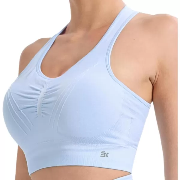 BROKIG 4-Able Lift Contour Sports Bra for Women, Wirefree Seamless Padded Medium Support Workout Gym Racerback Yoga Bras