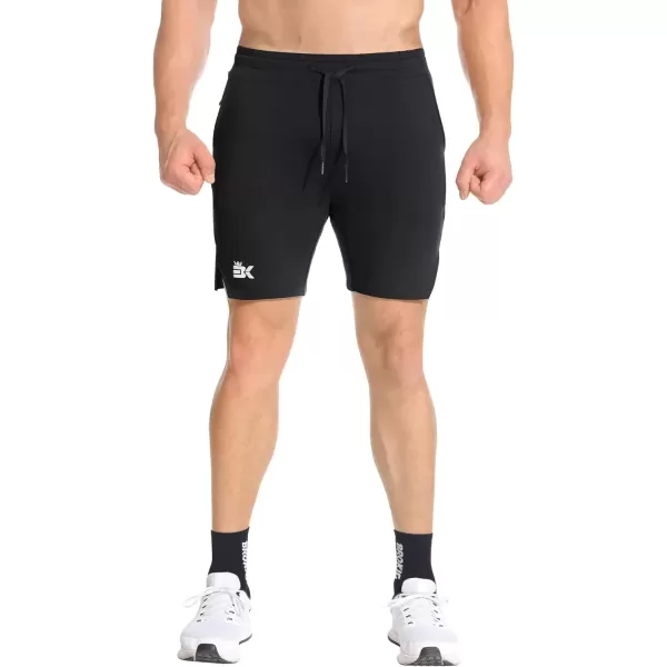 imageBROKIG Mens Airstretch Gym Shorts5 Inch Slim Fit Running Exercise Athletic Workout Shorts for Men with Zipper PocketsBlack