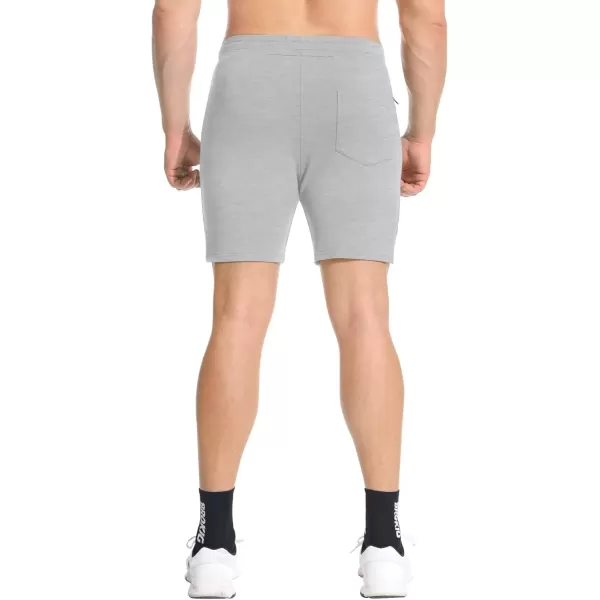 imageBROKIG Mens Airstretch Gym Shorts5 Inch Slim Fit Running Exercise Athletic Workout Shorts for Men with Zipper PocketsLight Grey