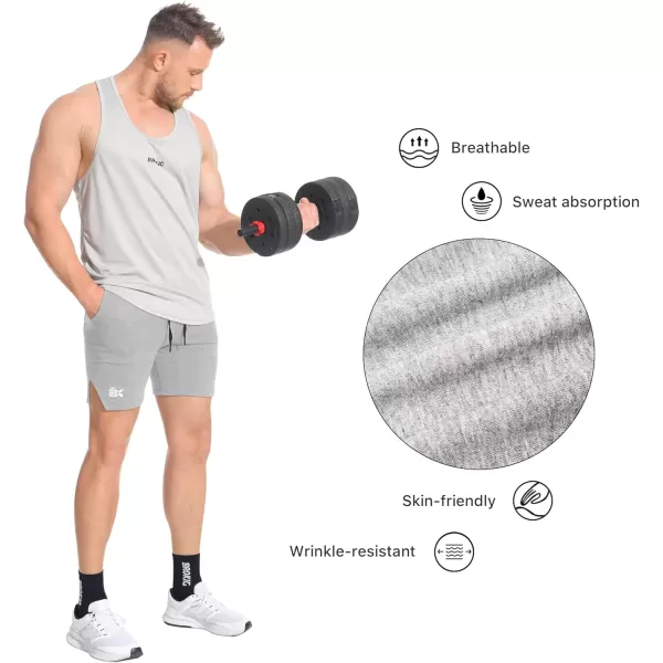 imageBROKIG Mens Airstretch Gym Shorts5 Inch Slim Fit Running Exercise Athletic Workout Shorts for Men with Zipper PocketsLight Grey