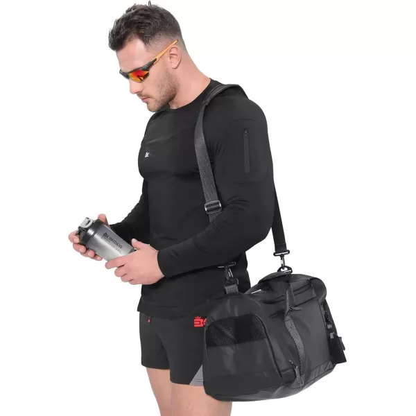 imageBROKIG Mens Armzip Long Sleeve Running Shirts Quick Dry Sun Protection UV UPF 50 Jogging T Shirts Zip Pocket Gym WorkoutBlack