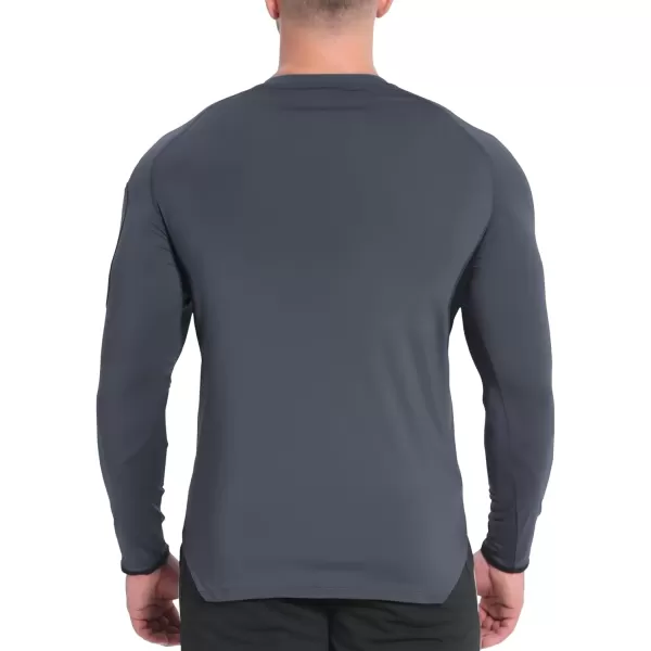 imageBROKIG Mens Armzip Long Sleeve Running Shirts Quick Dry Sun Protection UV UPF 50 Jogging T Shirts Zip Pocket Gym WorkoutDark Grey