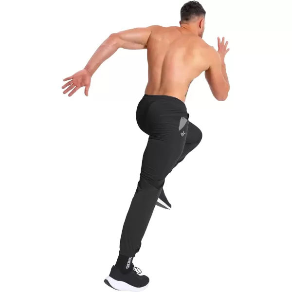 imageBROKIG Mens Contrast Athletic Running Sweatpants Lightweight Casual Gym Joggers Workout Pants with Zipper PocketsBlack