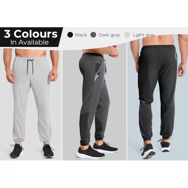 imageBROKIG Mens Contrast Athletic Running Sweatpants Lightweight Casual Gym Joggers Workout Pants with Zipper PocketsLight Gray