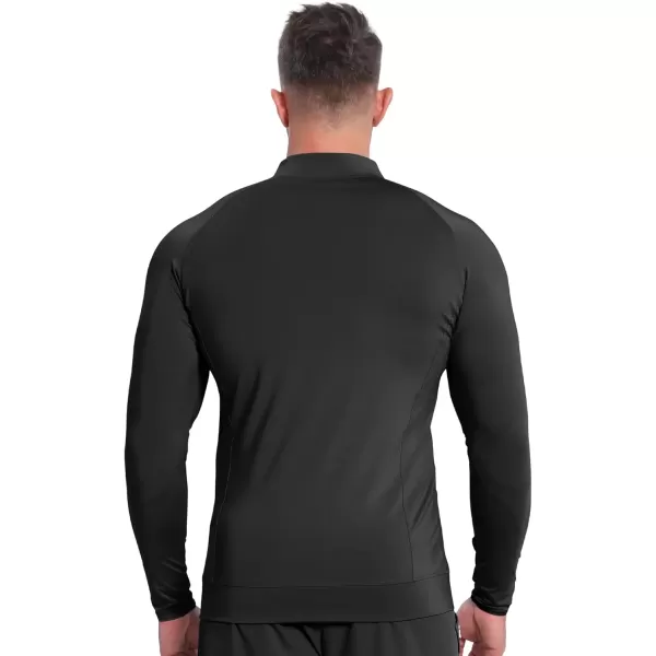 imageBROKIG Mens Dualzip Lightweight Muscle Quarter Zip Long Sleeve Shirts Workout Running Gym Athletic Slim Fit 14 Zip JacketsBlack
