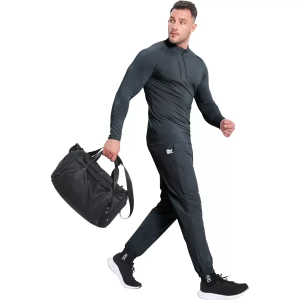imageBROKIG Mens Dualzip Lightweight Muscle Quarter Zip Long Sleeve Shirts Workout Running Gym Athletic Slim Fit 14 Zip JacketsDark Gray