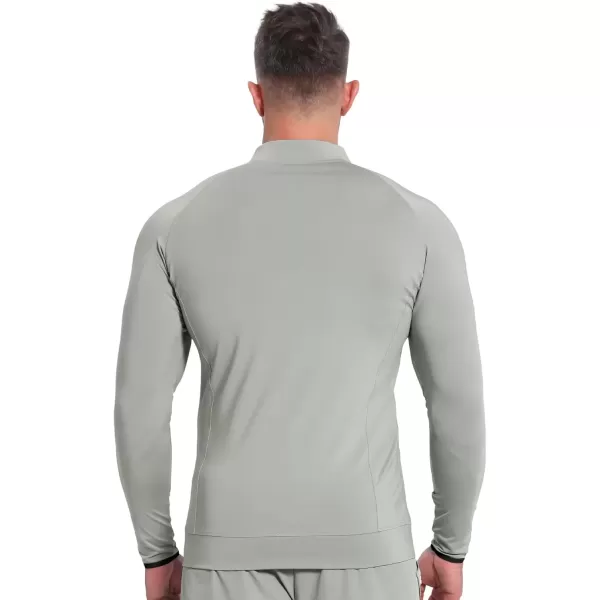 imageBROKIG Mens Dualzip Lightweight Muscle Quarter Zip Long Sleeve Shirts Workout Running Gym Athletic Slim Fit 14 Zip JacketsLight Gray