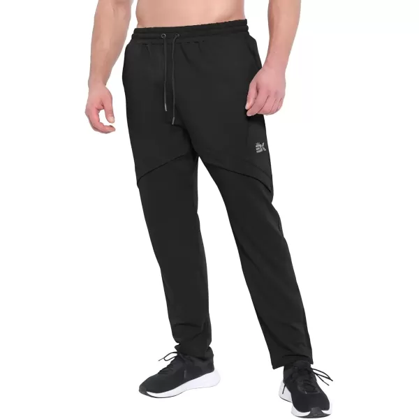 imageBROKIG Mens Inmesh Sweatpants Open Bottom Cotton Athletic Workout Pants Drawstring Casual Gym Joggers with PocketsBlack