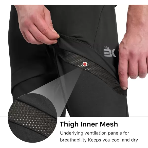 imageBROKIG Mens Inmesh Sweatpants Open Bottom Cotton Athletic Workout Pants Drawstring Casual Gym Joggers with PocketsBlack