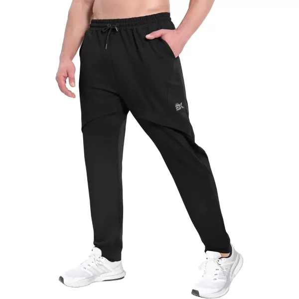 imageBROKIG Mens Inmesh Sweatpants Open Bottom Cotton Athletic Workout Pants Drawstring Casual Gym Joggers with PocketsBlack