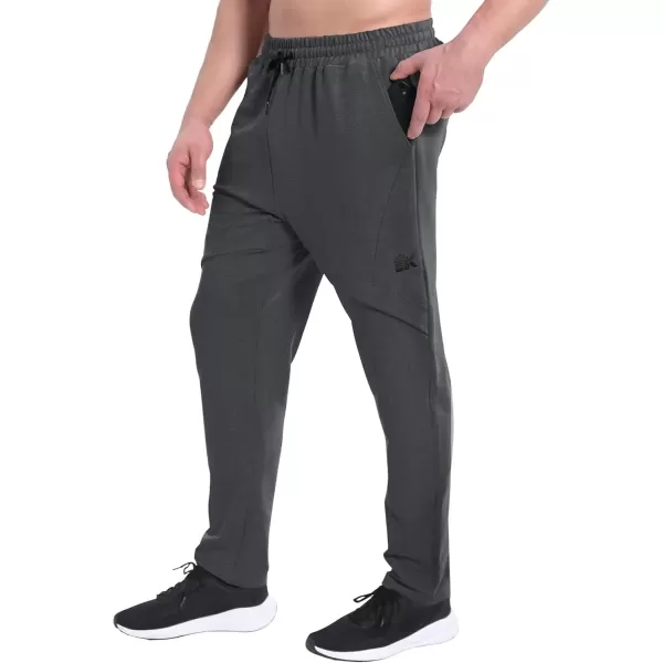 imageBROKIG Mens Inmesh Sweatpants Open Bottom Cotton Athletic Workout Pants Drawstring Casual Gym Joggers with PocketsBlackdark Gray