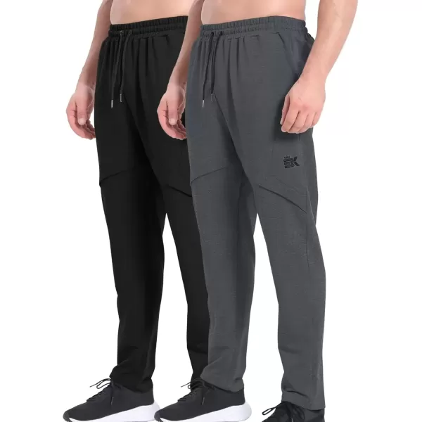 imageBROKIG Mens Inmesh Sweatpants Open Bottom Cotton Athletic Workout Pants Drawstring Casual Gym Joggers with PocketsBlackdark Gray