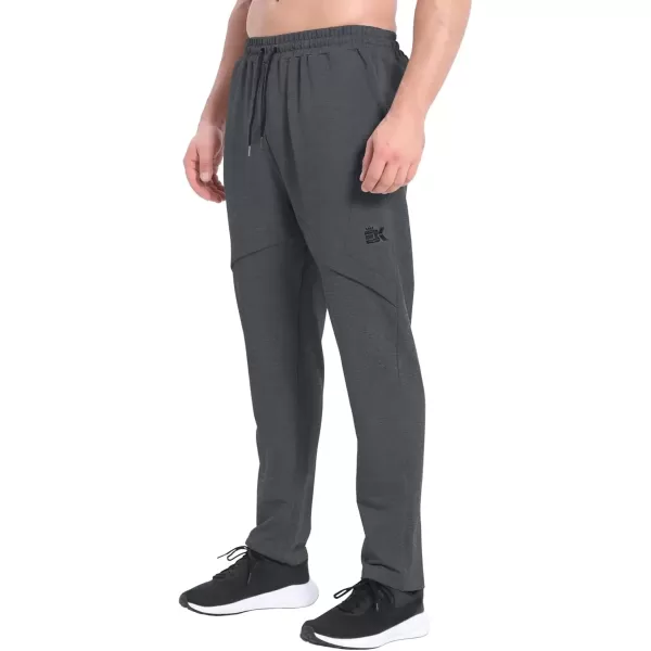 imageBROKIG Mens Inmesh Sweatpants Open Bottom Cotton Athletic Workout Pants Drawstring Casual Gym Joggers with PocketsDark Gray