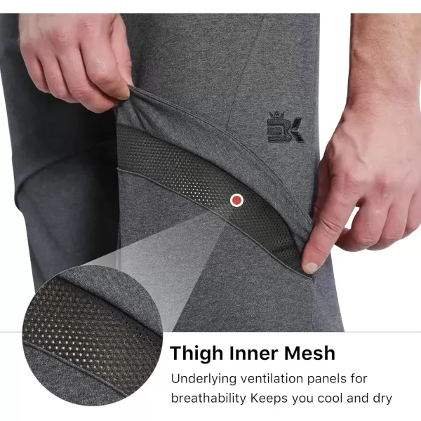 imageBROKIG Mens Inmesh Sweatpants Open Bottom Cotton Athletic Workout Pants Drawstring Casual Gym Joggers with PocketsDark Gray