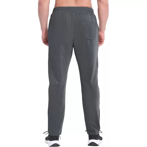 imageBROKIG Mens Inmesh Sweatpants Open Bottom Cotton Athletic Workout Pants Drawstring Casual Gym Joggers with PocketsDark Gray
