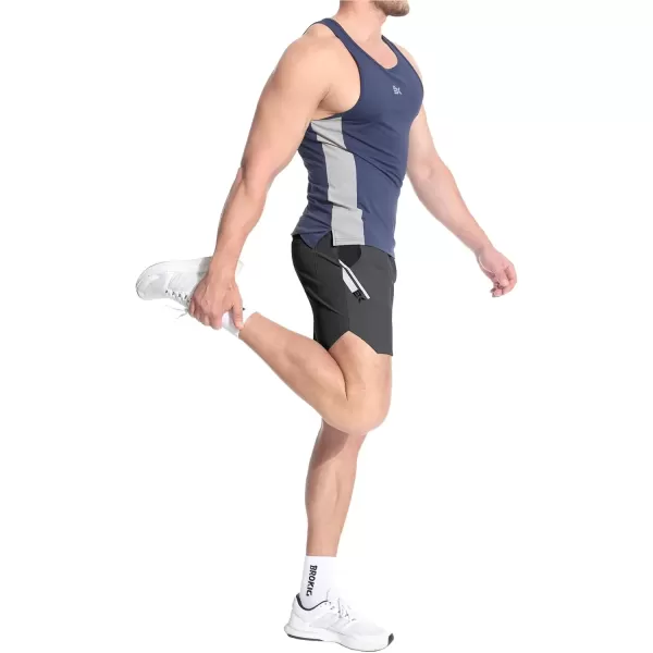 imageBROKIG Mens Inpocket Lightweight Gym Shorts5quot Linerless Athletic Side Slit Workout Shorts Men Quick Dry Elastic WaistDark Grey