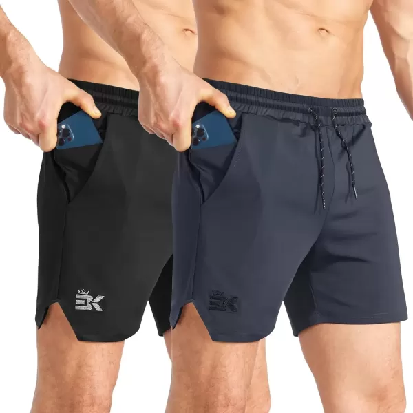 imageBROKIG Mens Inzip Lightweight Gym Workout Shorts Athletic Short Shorts Fitted Lifting Shorts with Zipper PocketsBlackdark Gray