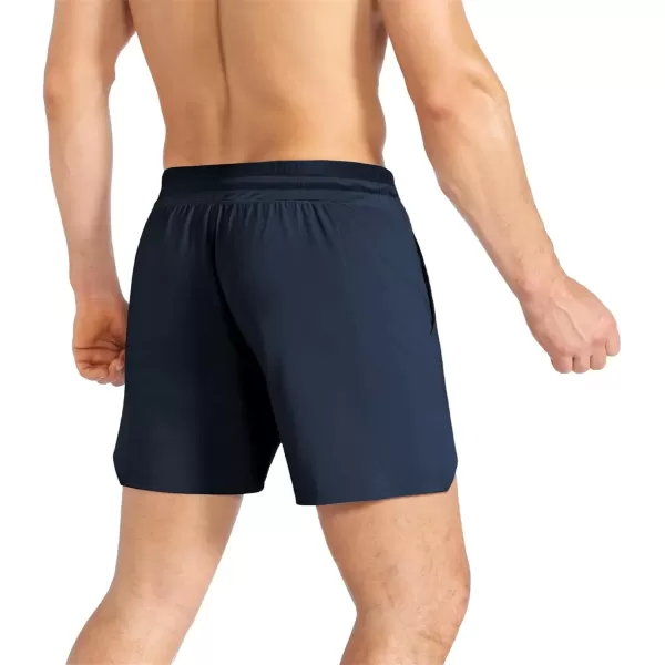 imageBROKIG Mens Inzip Lightweight Gym Workout Shorts Athletic Short Shorts Fitted Lifting Shorts with Zipper PocketsNavy Blue