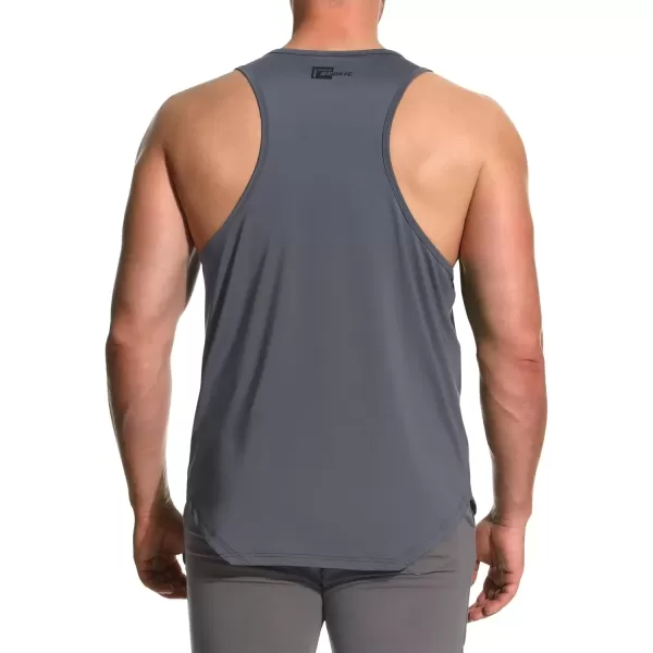 imageBROKIG Mens Irregular Gym Workout Stringer Tanks Bodybuilding Athletic Training Tank Top UPF 40 Muscle Tank SleevelessGray