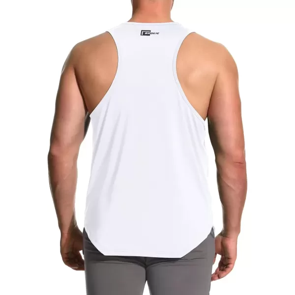 imageBROKIG Mens Irregular Gym Workout Stringer Tanks Bodybuilding Athletic Training Tank Top UPF 40 Muscle Tank SleevelessWhite